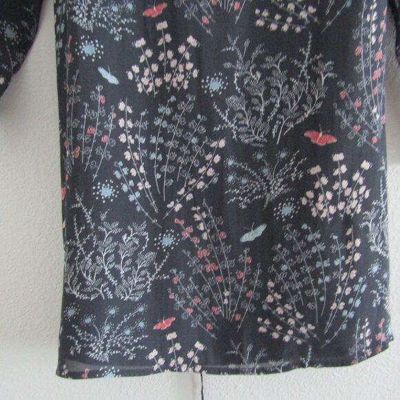 Loft Tunic Dress XS Petite Gray Floral Romantic Boho Casual Fall - Picture 3 of 11